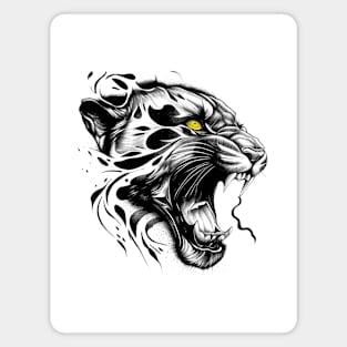 Panther Wild Animal Nature Illustration Art Tattoo Magnet